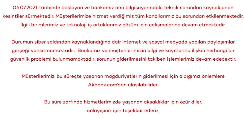 Akbank’ta ana bilgisayarlar çöktü, kullanıcılar hesaplarına 36 saattir ulaşamıyor